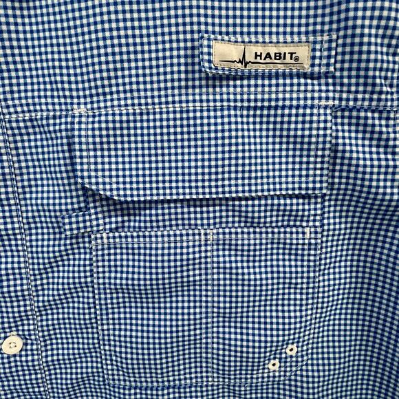 Habit River Guide Fishing Shirt Mens 2XL Blue Check Vented UV Lakeside Outdoors - Picture 4 of 13